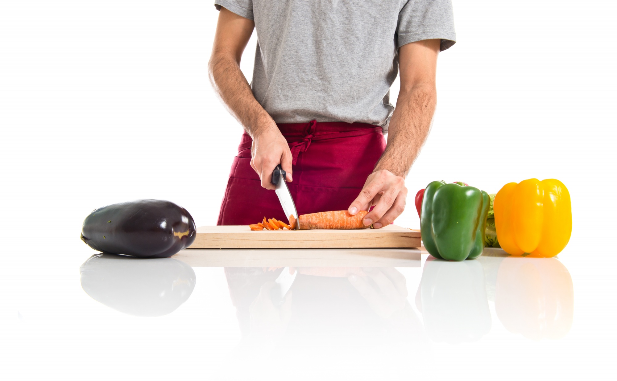 Participant chopping vegetables